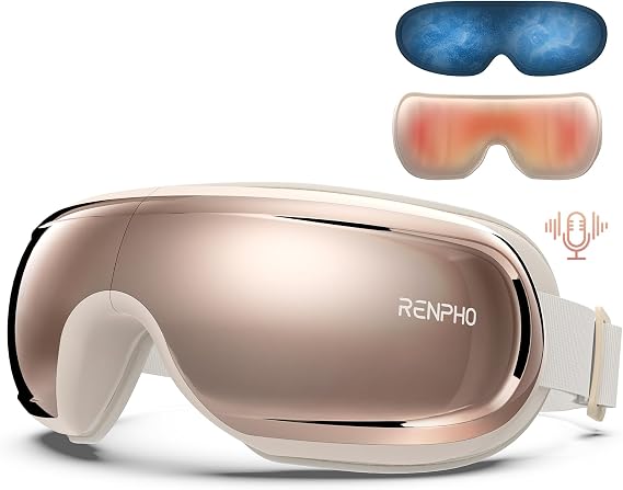 RENPHO Eyeris 3 Eye Massager with Heat and Cooling, Massaging Eye Mask | Voice Control, Vibration & Compression Massager for Dry Eyes & Head Tension, FSA Eligible HSA, Gifts for Women & Men