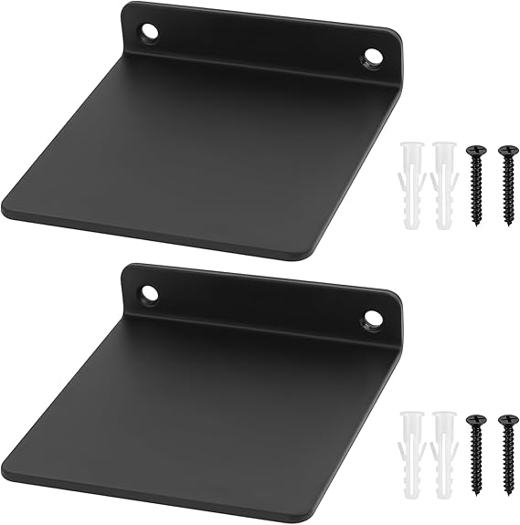2 Pcs Black Small Floating Shelves, Black Small Metal Floating Wall Shelf | 4.29x3.9x0.9 in, Mini Shelves For Wall Display Hanging Decoration, Bedroom Living Room Objects
