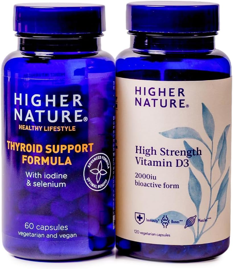 Higher Nature - Ultimate Immune and Thyriod Support - Iodine, Selenium, Vitamin C, B12 &amp; Iron - Vitamin D3 2000iu -