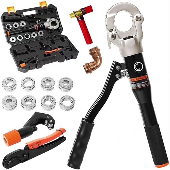 Copper Press Tool Hydraulic for 1/2", 3/4", 1" Copper Fittings & 3/8" to 1" Dies for ASTM F1807 PEX Pipe, ProPress Tool for Copper Rings IG-1632E