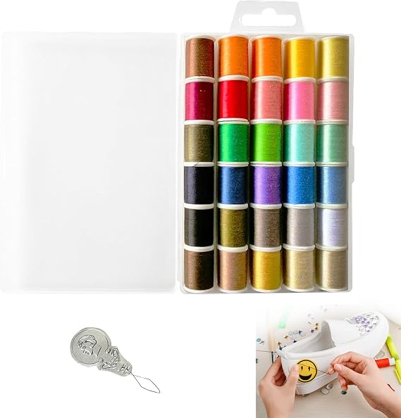 30 Color Handy Polyester Sewing Threads, Sewing Machine Threads 50 Yds, Durable Cotton Thread Set with Needle Threader for Household Handmade DIY