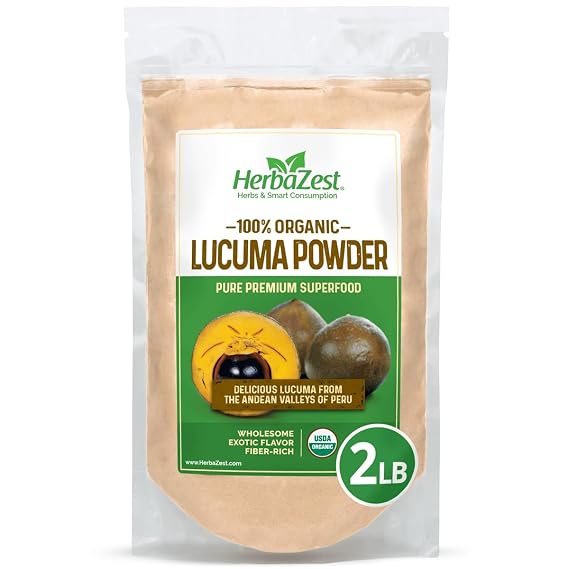 HerbaZest Lucuma Powder (2 LB) USDA Certified Organic Vegan, Non-GMO & Gluten Free Exotically Flavorful Perfect for Smoothies, Baking, Ice Cream & More Does Not Replace Natural Sweeteners