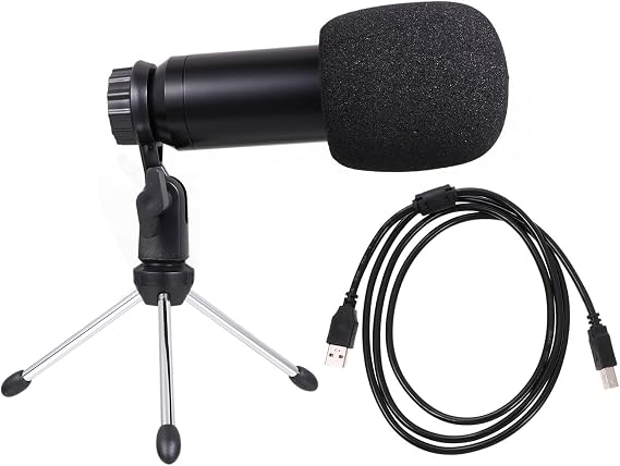 minkissy USB Condenser Microphone Bm800 Desktop Laptop Microphone Kit 5pcs with Tripod Stand Black Mesh for Podcasting Live Streaming Recording