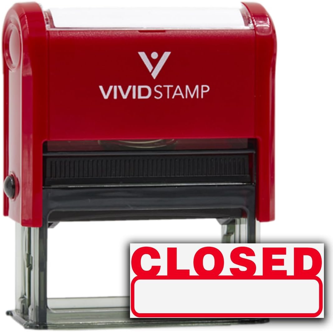 Basic Closed Self Inking Rubber Stamp Red Ink - Medium