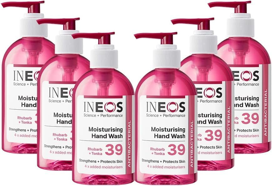 INEOS - Liquid Hand Soap - Moisturising - Handwash with Rhubarb & Tonka - 6 Bottles x 250ml, Packaging May Vary