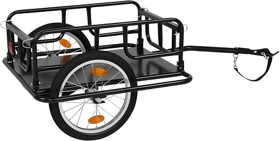 Foldable Bike Cargo Trailer with Universal Bike Hitch, Bicycle Wagon Trailer with 16" Wheels & Reflectors, Large Loading Bike Trailer Storage Cart