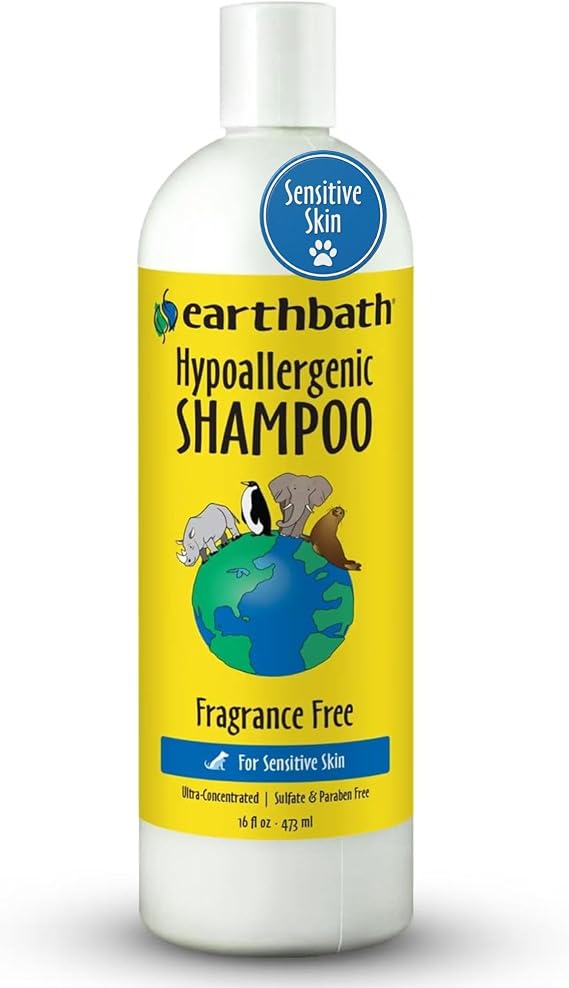earthbath Hypoallergenic Dog Shampoo, Made in USA, 16 Oz (1 Pack) | Fragrance Free Dog Shampoo for Allergies and Itching