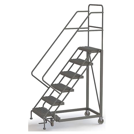 Tri-Arc UKDEC106242 U-Design Configurable 6-Step Forward Descent Incline Rolling Ladder with 24" Wide Grip Strut Tread