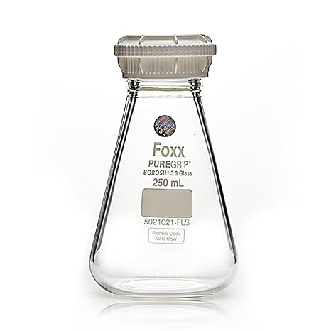BOROSIL Erlenmeyer/ Conical Flasks with GL45 Screw Cap 500 mL, 250 fl. oz., Borosilicate GLASS