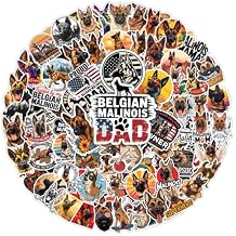 64pcs Belgian Malinois Stickers Waterproof Decals for Water Bottles Laptop Luggage Computer Scrapbooking Teens Adults Girls Kids Funny Party Birthday Decorations