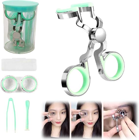 Contact Lens Applicator Tool,Color Contact Lenses Wearing Aids,Contacts Lens Helper,Eye Contact Removal Tweezers,Eye Opener With Contact Lens Case,Contact Lenses Remover And Insertion Tool green