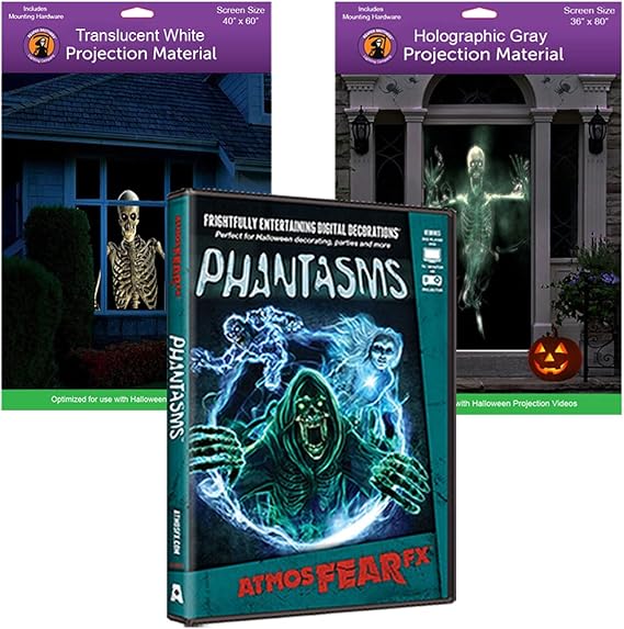 AtmosFEARfx Phantasms Halloween Digital Decoration DVD with Holographic Doorway+ Reaper Bros Window Projection Screens