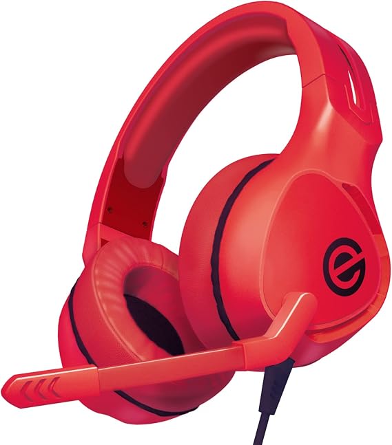 ELECOM Gaming Headset Wired 3.5mm with Microphone PS5 / PS4 / Switch Lightweight Over-Ear 50mm Driver with Controller, Red HS-G01RD