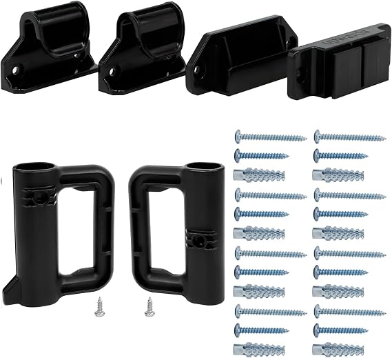 Stcockis Retractable Baby Gate Replacement Parts Kit Cat Gate Parts Baby Gate with Cat Door Hardware Retractable Dog Gate Full Set Wall Mounting Accessories - Brackets, Latches, Hooks, Screws (Black)