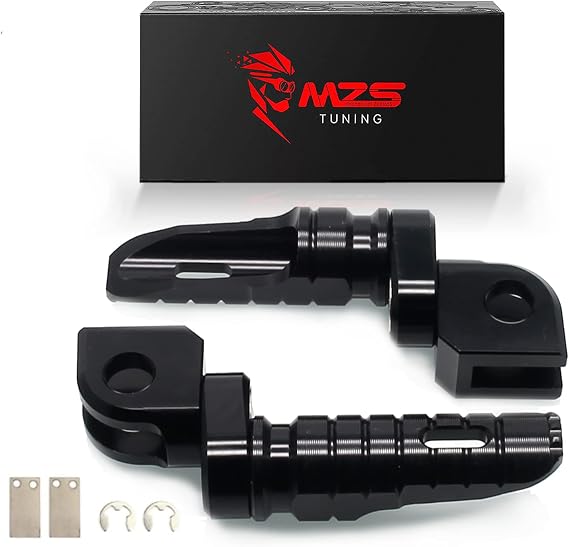MZS Motorcycle Foot Pegs, Double Adjustable Front Rider Footpegs Footrest Rest Pedal Black Compatible with EX250 EX300 EX400 EX650 Z125 Z400 Z650 Z750 Z800 Z900 Z900RS Z1000 Z1000SX ZX6R ZX10R ZX14R