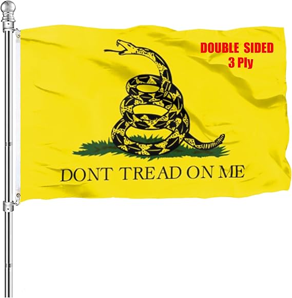 Don't Tread on Me Flag 3x5 Outdoor, Double Sided Heavy Duty Polyester Gadsden Flags Long Lasting Vivid Color Tea Party Rattle Snake Flag 4 Stitched Hemming Brass Grommets
