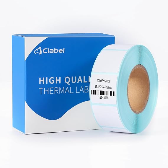 CLABEL 1"x1" Thermal Label Paper for CT221D, 1000 Labels, 1 Roll