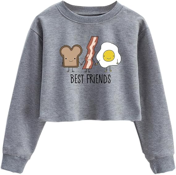 Girls Long Sleeve Sweatshirts Kids Crop Print Funny letters Fashion Pullover Tops
