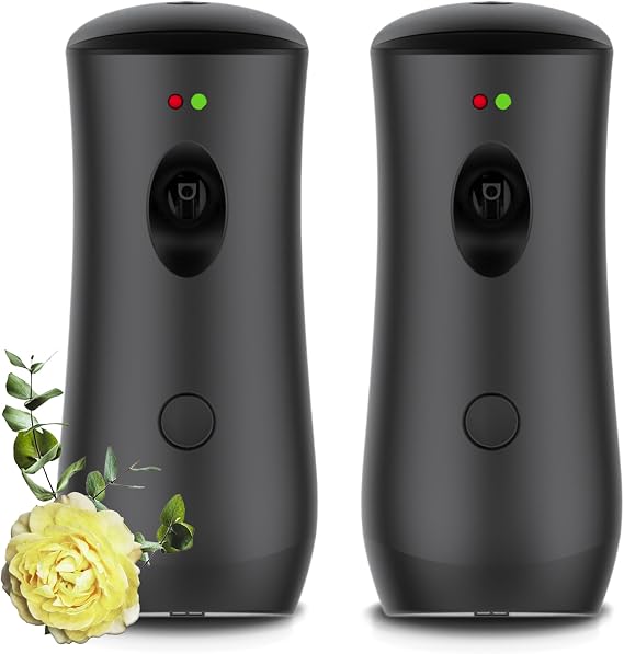 (2-Pack) Automatic Air Freshener Spray Dispenser, Wall Mounted/Free Standing Air Fresheners for Home and Commercial Use, Multiple Time Scent Release Setting for Room/Restroom Sprayer (Black ADS08)