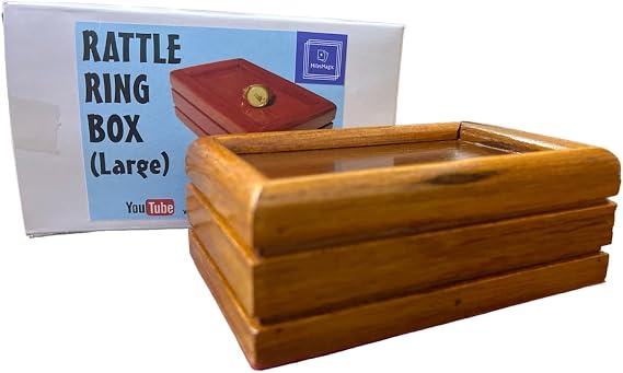 MilesMagic Magician's Rattle Ring Box Gimmick | Vanish Coins, Rings, and More with Spectacular Mentalism Deluxe Wooden Rattle Box for Close Up Magic Trick