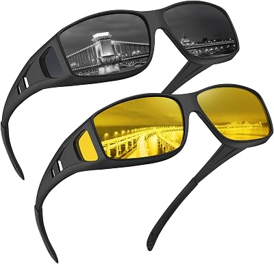 Tnnaiko Night Driving Glasses Night Vision Glasses Fit Over Glasses Sunglasses for Men Polarized Sunglasses