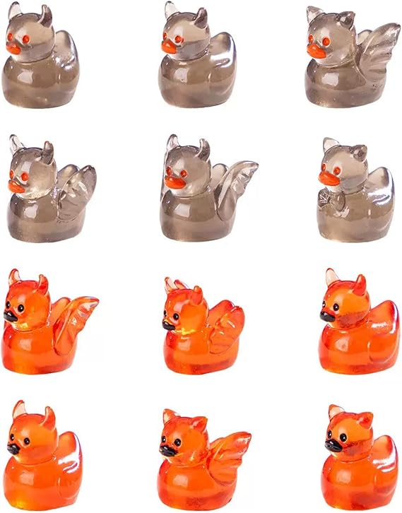 72 PCS Luminous Resin Mini Devil Figurines Luminous Devil Mini Resin Ducks Halloween Tiny Duck Glow in The Dark for Miniature Dollhouse Micro Landscape Garden Aquarium Craft Gifts Party Office Decor