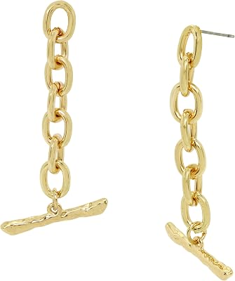 Robert Lee Morris Womens Chain Toggle Bar Drop Earrings