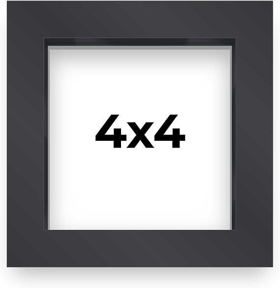 The Simple Things 4x4 Small Shadow Box Picture Wooden Frame with White Acid-Free Backing UV Acrylic & Hanging Hardware - With 3/4" Usable Depth