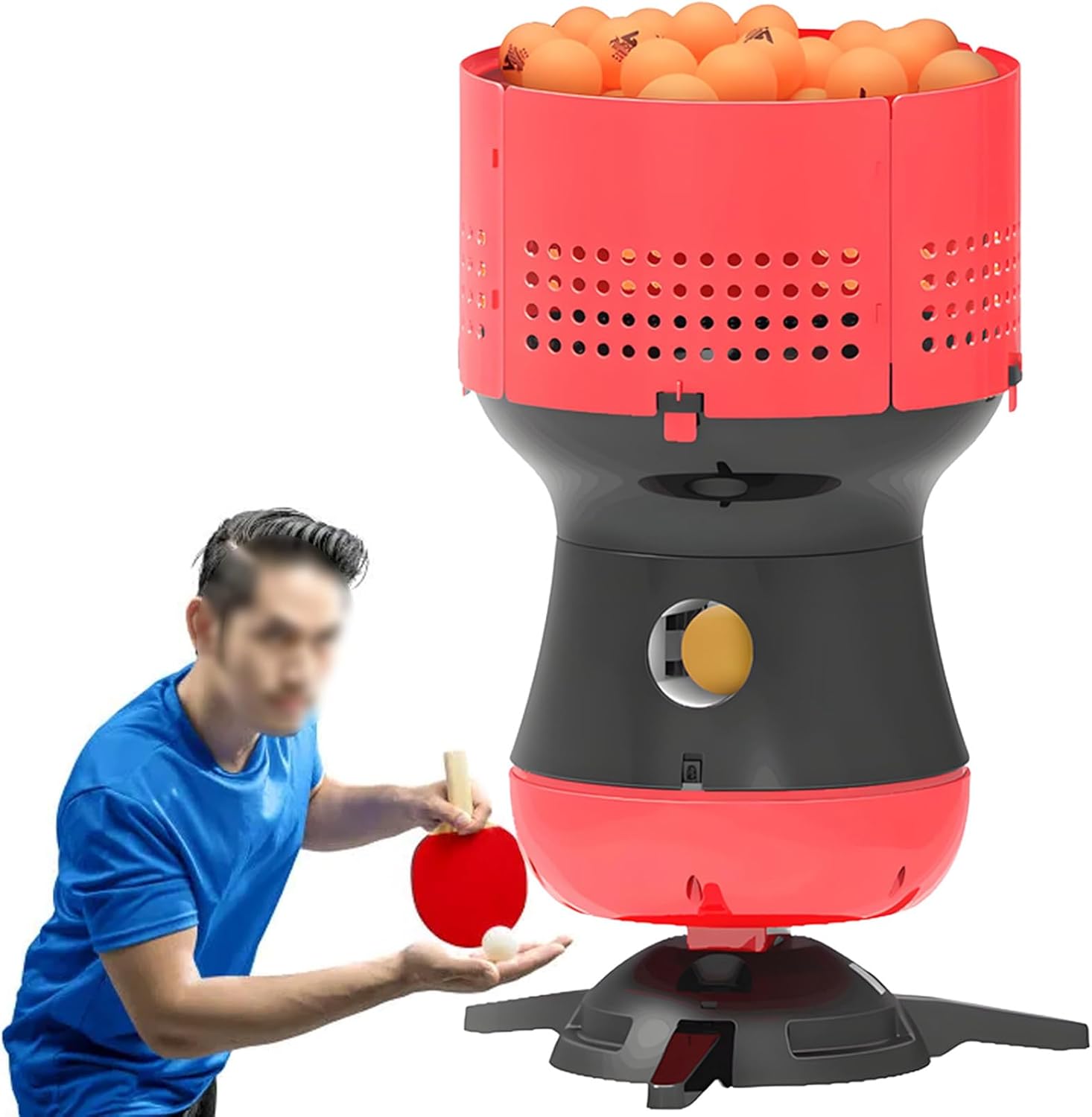 Table Tennis Serving Machine,Speed & Frequency Adjustable,Rapid-Fire Ping Pong Robot,with 90 Ball Large Removable Ball Tank,for Fast-Paced Drills Main