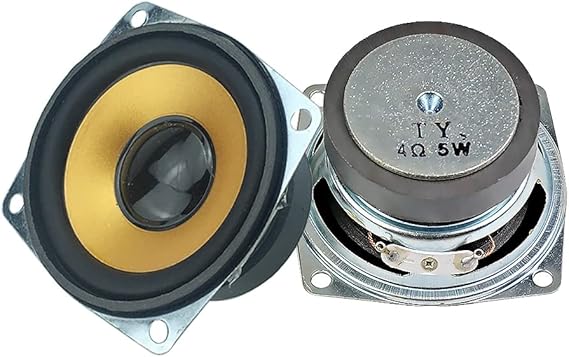 2PCS 4 Ohm 2.5Inch Audio Woofer Speaker 65MM Full Range Speak Rubber Edge Orange Basin Square Loudspeaker DIY Home Theater