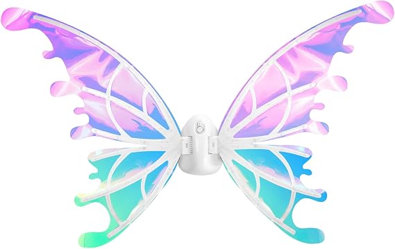 Pet Glowing Wings, Electric Light Up Elf Butterfly Wing With LED Lights and Music, Halloween Costumes Dress Up Dog Fairy Wing for Kids Women (No Light)
