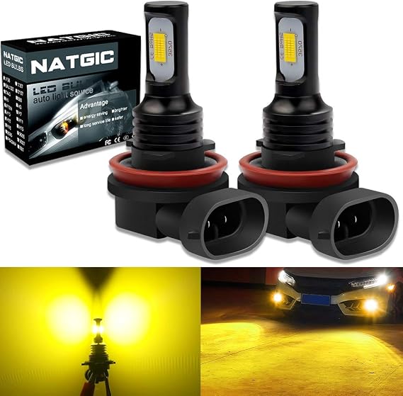 Golden H11 H9 H8 LED Fog Lights Super Bright 3000K Yellow LED Bulb Fog Lights Daytime Running Lights, Automotive Driving Lamps,1200LM(Pack of 2)