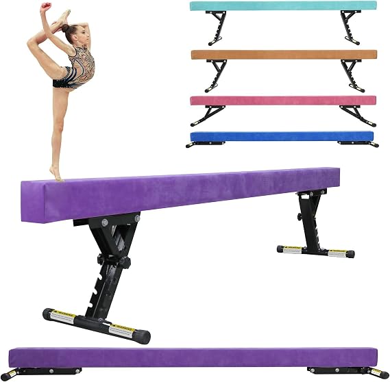 Gymnastics Beam 8ft High and Low Floor Balance Beam with 5 heights Adjustable, Gymnastics Balance Beam for Kids Children Girls Training, Home Gym Equipment for All Gymnastic