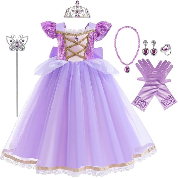 FMYFWY Sofia the First Girls Princess Dress Carnival Costume Halloween Christmas Birthday Party Dress (Accessories)