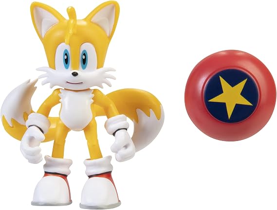 Sonic - The Hedgehog 407024 Sonic Figures, 10 cm, Modern Tails w/Star Spring, Yellow