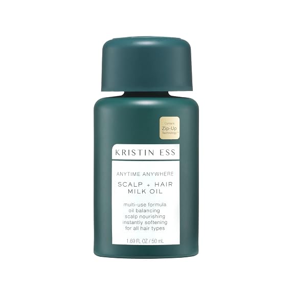 Kristin Ess Anytime Anywhere Scalp + Hair Milk Oil, Hydrating for Damaged Hair, infused with Coconut Oil and Jojoba Oil, Castor Oil for Hair Growth