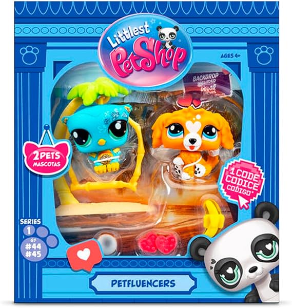 Bandai Littlest Pet Shop Petfluencer Sunset Pals Petfluencer Set Contains 2 LPS Mini Pet Toys 4 Accessories 1 Backdrop 1 Collector Card and 1 Virtual Code Collectable Toys for Girls and Boys