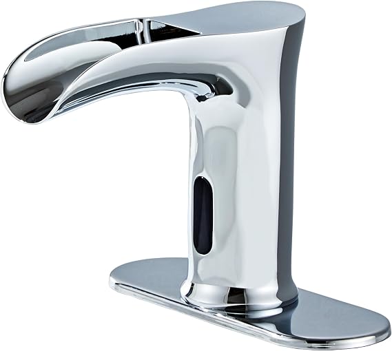 Touchless Bathroom Automatic Sink Faucets Waterfall Sensor Motion | Brass,Hole Deck Plate,Battery Operated,Hands Free,Commercial,Auto,Temperature Control,Basin,Bath,Vantiy,Rv,Restroom,Chrome