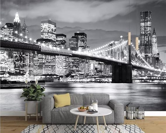 Photo Wallpaper - 4D Photo Wallpaper Diy Large Bridge Architecture Cityscape Mural For Living Room Bedroom, Waterproof Wall Decals Home Decor Tv Sofa Background