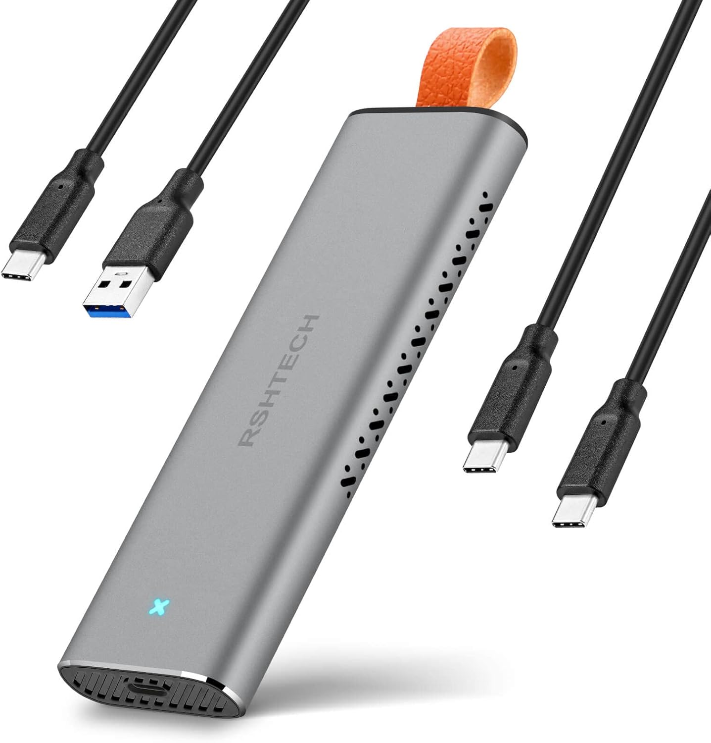 M.2 NVMe SSD Enclosure RSHTECH Aluminum USB 3.13.2 Gen2 10Gbps External M.2 NVMe SATA SSD Enclosure Adapter Supports M and B&M Keys, Size 2230224222602280 SSDs up to 4TB, Tool-Free RSH-328