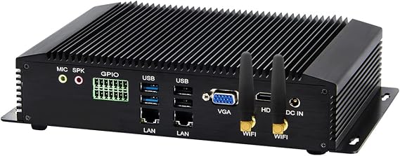 msecore Fanless Industrial PC, Mini Desktop Computer with i5-7200U, 8G RAM | 128G SSD, 6xCOM R232/ 422/485, Dual LAN, GPIO, PS/2, 4K, Wi-Fi, HDMI, VGA, Dual Display Win10 Pro