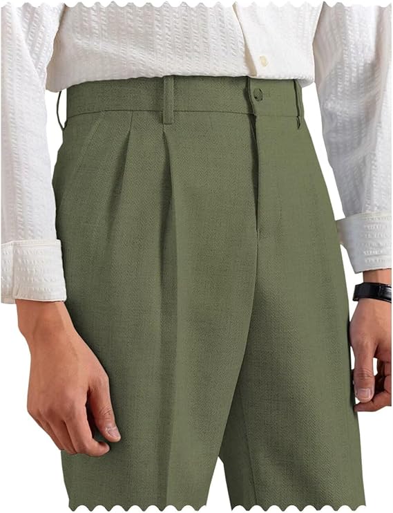 Mens Linen Pants Casual Beach Summer Classic Gurkha Pants Lightweight Linen Trousers