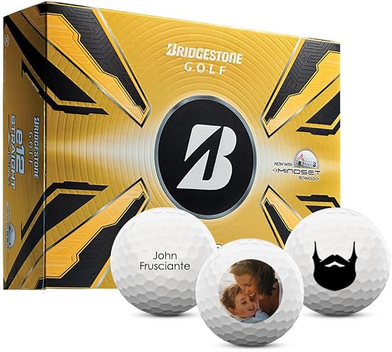 MYCUSTOMGOLFBALL Bridgestone e12 Straight Personalized Golf Balls - Add Custom Picture, Logo, or Text (Set of 12)