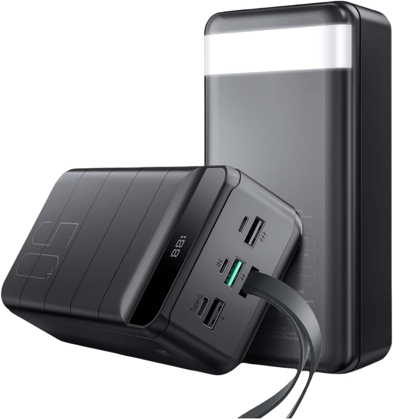 50000mAh Power Bank Fast Charging, 22.5W PowerBank with USB-C, Portable Charger 4 Outputs and 3 Inputs LED Display Compatible with Android Tablets iPhone Pure Black