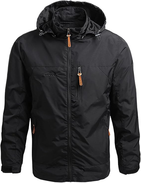 Men's Jacket Rain Windbreaker Cycling Running With Hood Lightweight Jacket, M-5XL