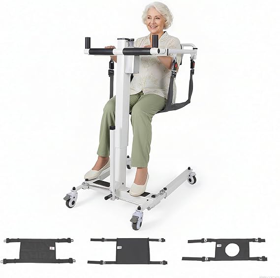 Electric Patient Lifter Transfer Chair, Portable Folding & Transfer Lift for Car, Lift Aid for Disabled, Lift Elderly Seniors from Bed to Wheelchair, Daily Lift and Transport Need for Home Use
