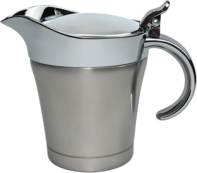 Double Insulated Gravy Boat, Stainless Steel Sauce Jug Gravy Boat with Hinged Lid for Family Dinner, Thanksgiving, Halloween, Christmas, Birthday Party