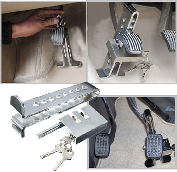 Car Brake & Clutch Pedal Lock Heavy-Duty Anti-Theft Steel | Solid stainless steel lock beam, 3X anti-theft protection. Fits most cars (not trucks). 19.5cm height. Easy to store in trunk