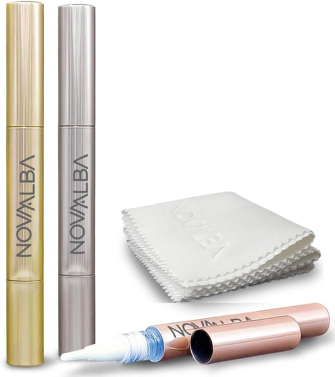 Jewelry Cleaner Pen 3Pens & 3Clothes, Diamond Dazzle Stick & Bling Brush for Rings Necklace Bracelet, Portable Travel Kit with Polishing Cloths, Perfect WeddingBridal Gift Bride & Bridesmaids