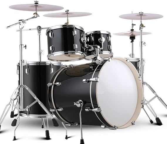 5 Piece Adult Drum Set, 22 Inch Adult Drum Set Complete Professional Percussion Kit, 5 Drums 4 Cymbals Professional Performance, for Adult Beginners (Color : Black)